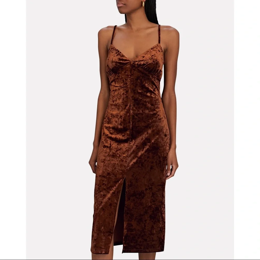 WE WORE WHAT Velvet Slip Dress / Brown / Size: Small - Picture 4 of 6